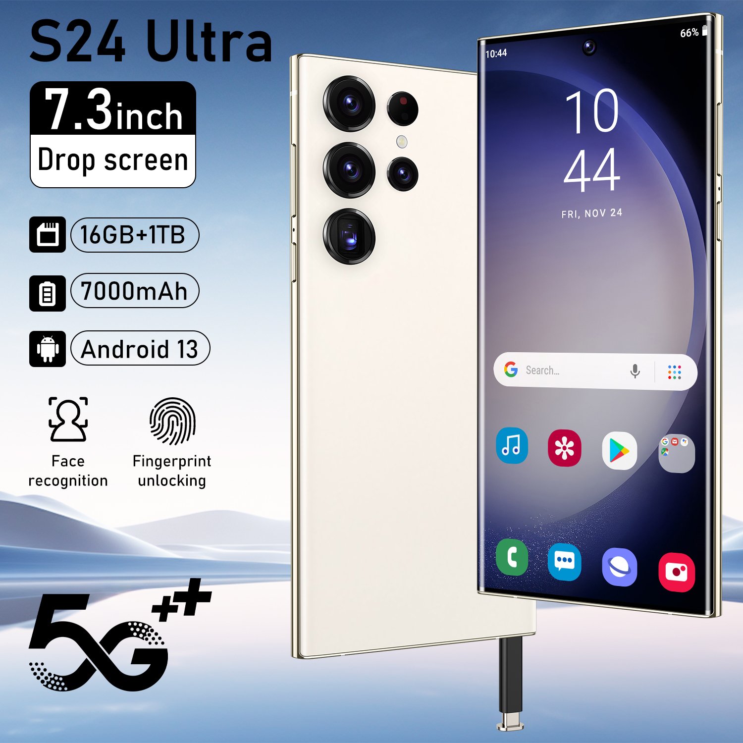 Explosive New S24 Ultra Cellphone 16+1tb Perforated 7.3-inch Large Screen Mobilephone Android 13.0 4g&5g Smartphone